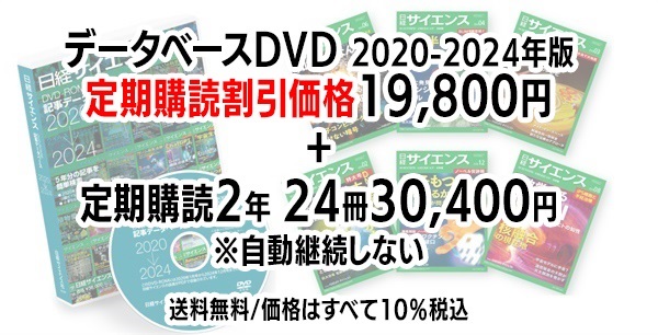 日経サイエンス 記事データベース 2020-2024＋日経サイエンス定期購読（自動継続しない）(DVD 2020-2024年版（19,800円）-定期購読2年24冊 （30,400円）-50,200円（税込）)