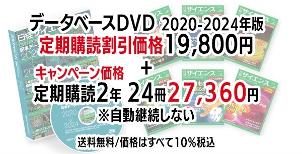 日経サイエンス 記事データベース 2020-2024＋日経サイエンス定期購読キャンペーン（自動継続しない）(DVD 2020-2024年版（19,800円）-定期購読2年24冊（27,360円）-47,160円（税込）)