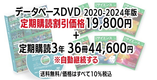日経サイエンス 記事データベース 2020-2024 ＋日経サイエンス定期購読（自動継続する）(DVD 2020-2024年版（19,800円）-定期購読3年36冊 （44,600円）-64,400円（税込）)